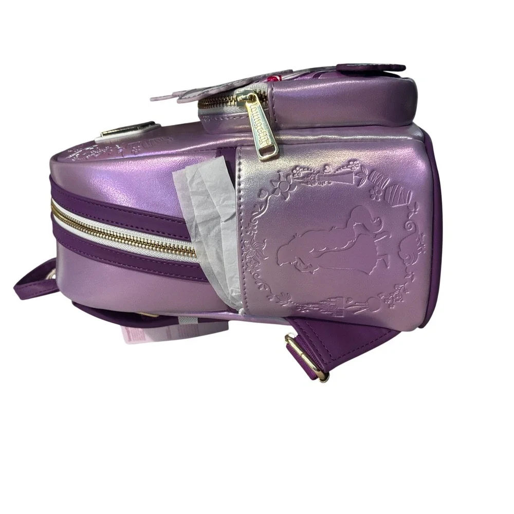 Disney Loungefly Tangled Rapunzel Birthday Cake Mini Backpack Iridescent Purple